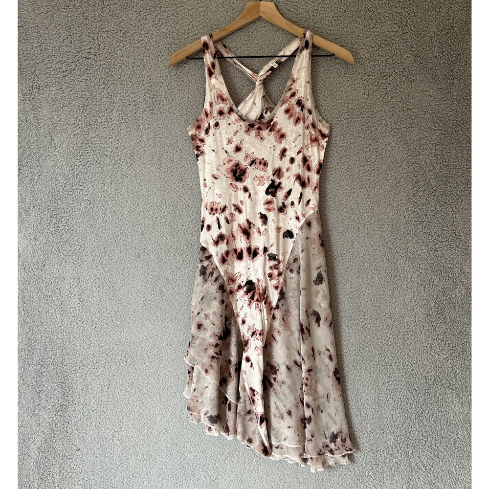 RACHEL ROY Midi Dress Womens XS Pink Tie Dye Fairy y2K Tank Layered Asymmetrical